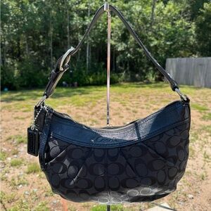 Coach SoHo Signature Jacquard And Patent Leather Hobo Bag Vintage